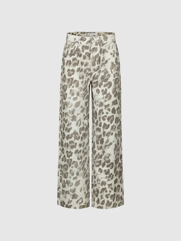 Leopard Print Wide-Leg Jeans made by Urban Revivo