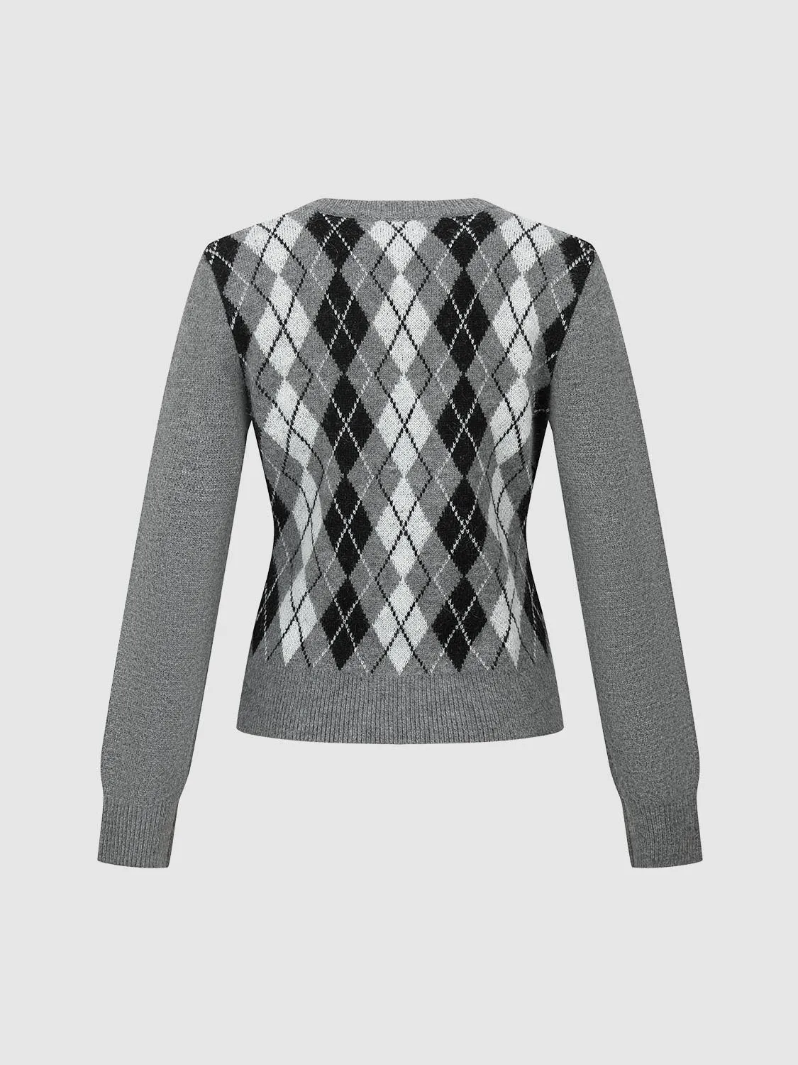V-Neck Argyle Knitted T-Shirts sold by Urban Revivo product image thumbnail 2