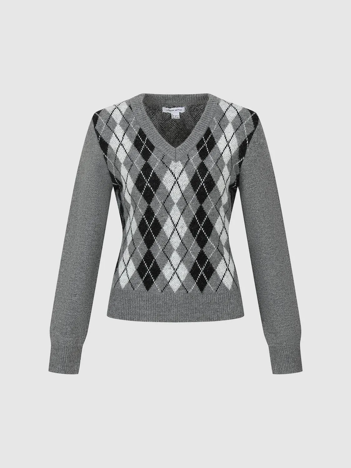 V-Neck Argyle Knitted T-Shirts sold by Urban Revivo product image thumbnail 4