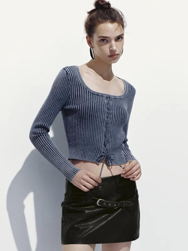 Tied Scoop Neck Knitted T-Shirts sold by Urban Revivo