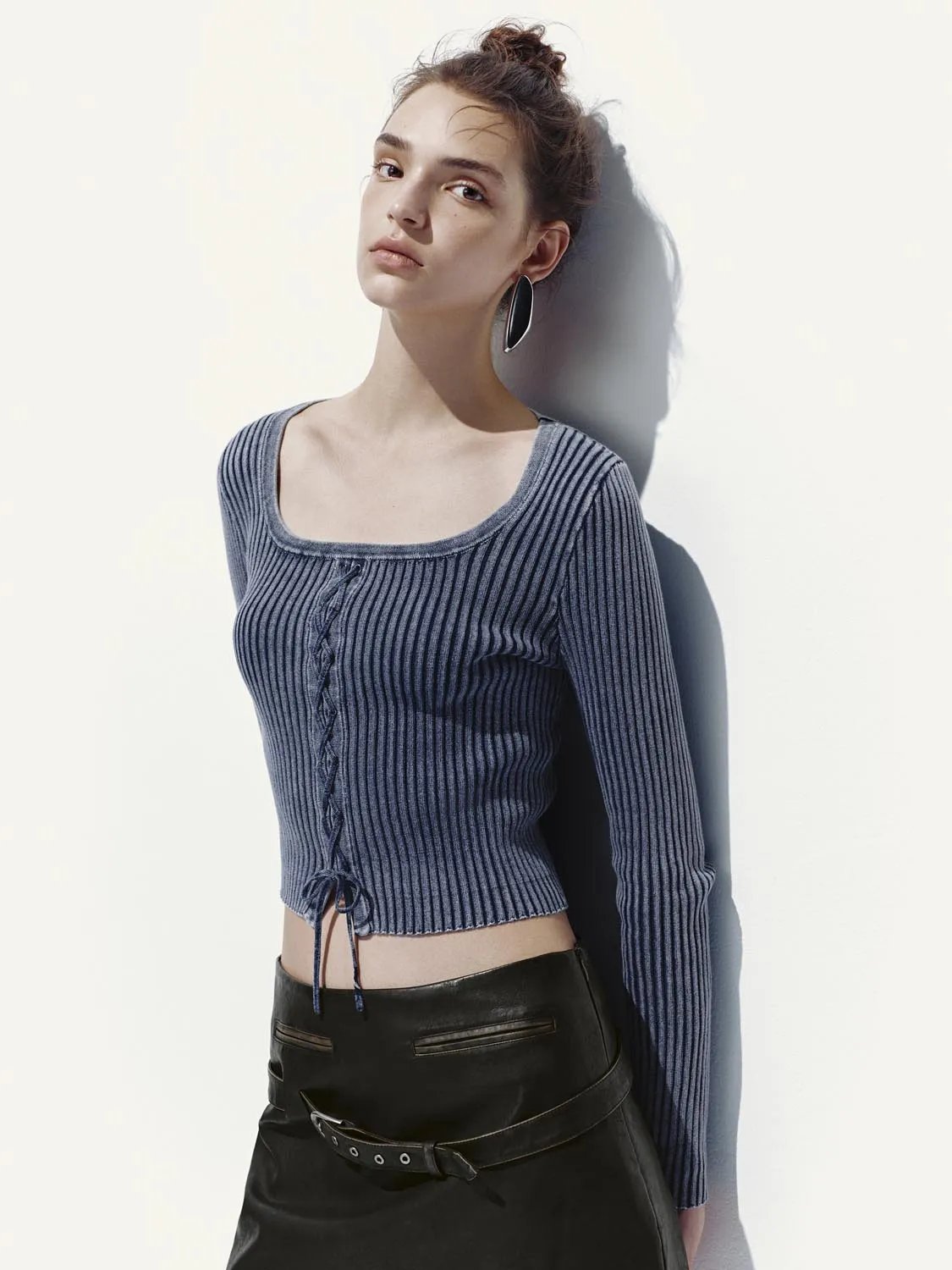 Tied Scoop Neck Knitted T-Shirts sold by Urban Revivo product image thumbnail 2