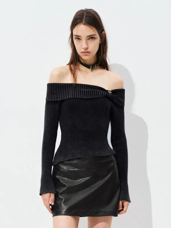 Knitted Off-the-Shoulder T-Shirts made by Urban Revivo