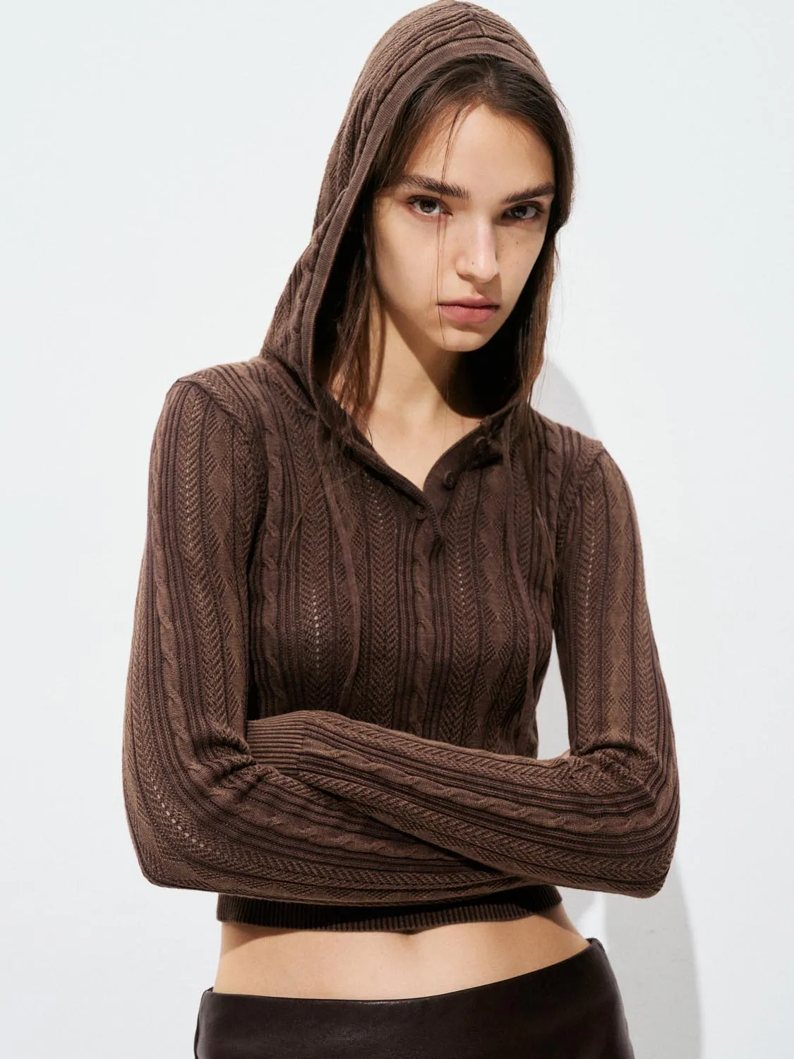 Knitted Button Top Hooded T-Shirts sold by Urban Revivo product image thumbnail 3
