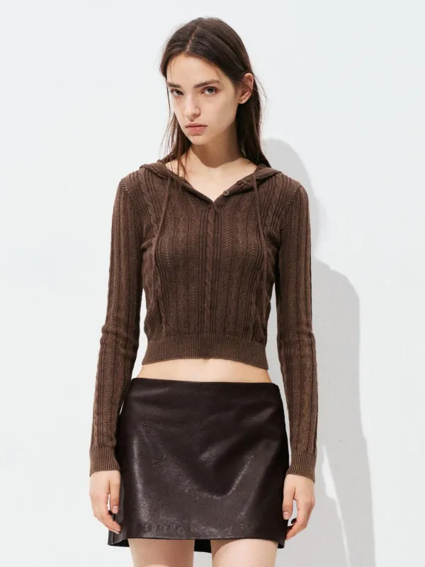 Knitted Button Top Hooded T-Shirts sold by Urban Revivo
