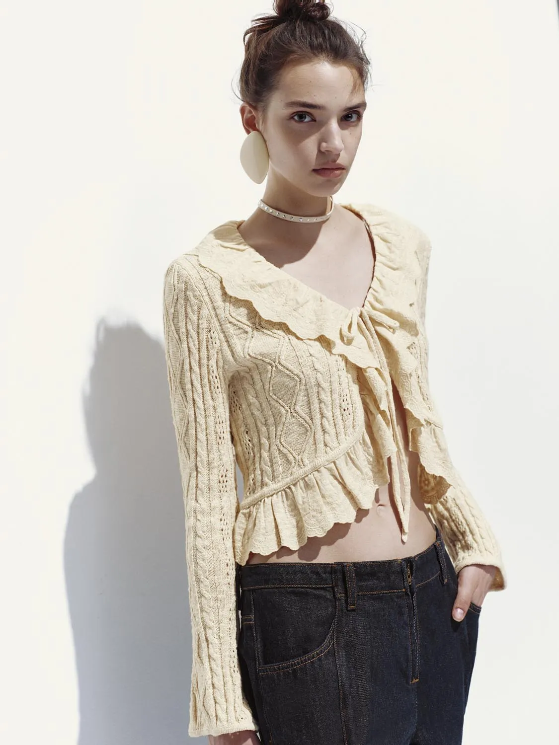 Knitted Ruffle Cardigans sold by Urban Revivo product image thumbnail 2