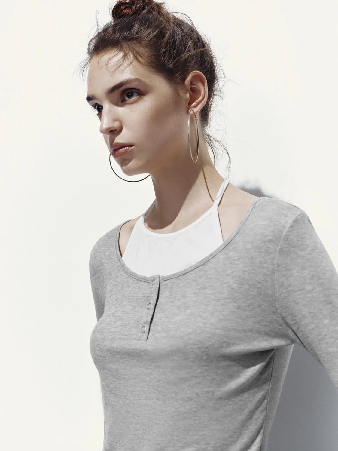 Button Top Long Sleeve T-Shirts sold by Urban Revivo product image thumbnail 3