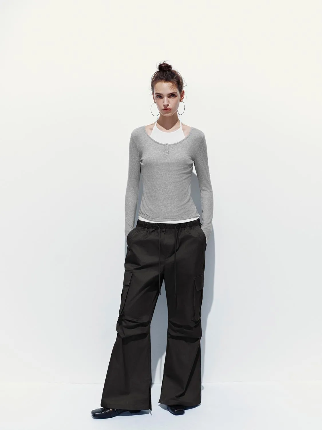 Button Top Long Sleeve T-Shirts sold by Urban Revivo product image thumbnail 4