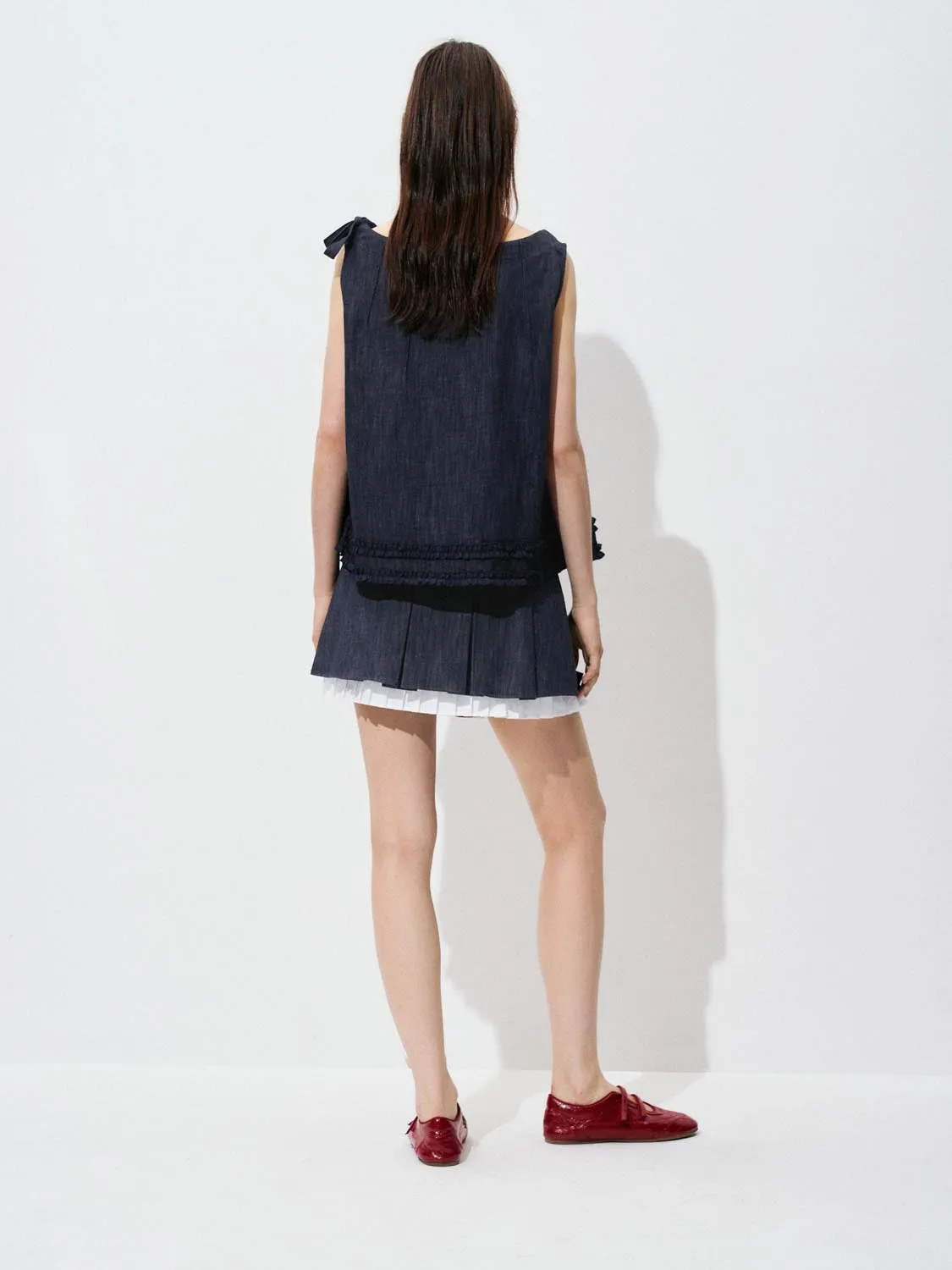 Pleated Denim Midi Skirts sold by Urban Revivo product image thumbnail 4