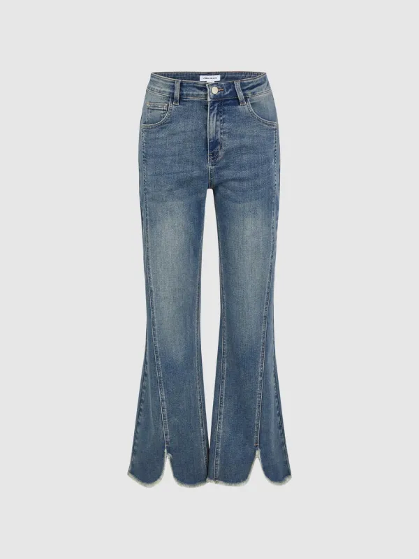Split Hem Flare Jeans sold by Urban Revivo