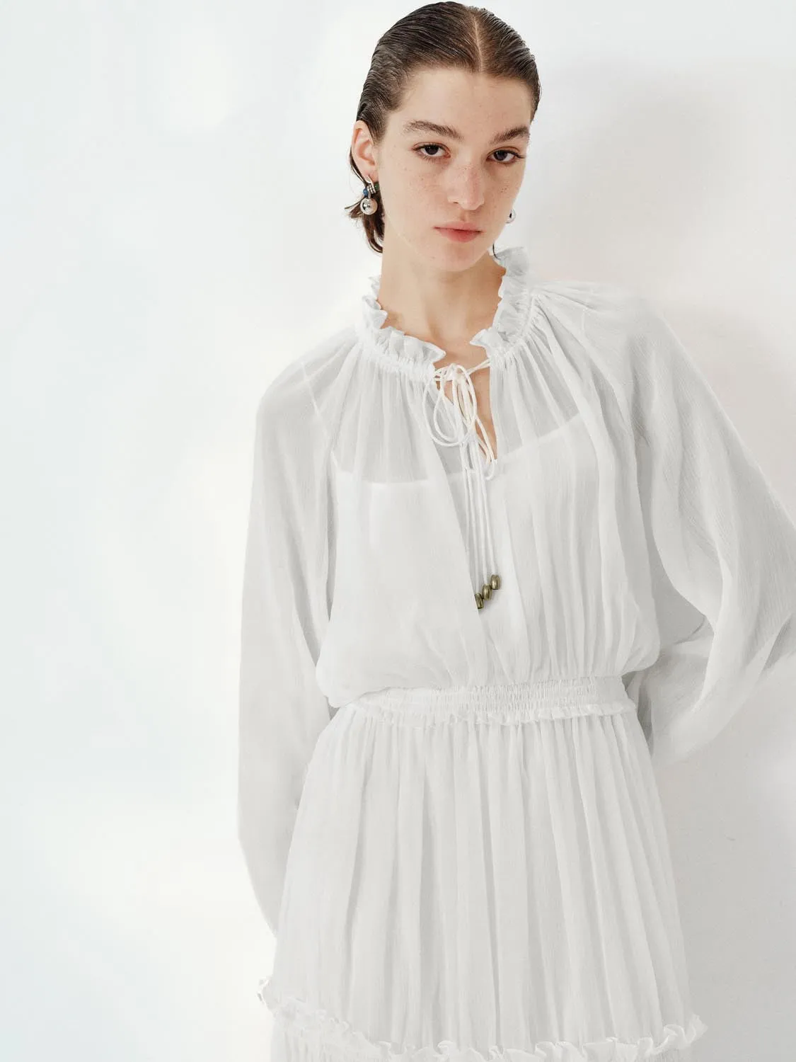 Tiered Ruffle-Trimmed Maxi Dresses sold by Urban Revivo product image thumbnail 3