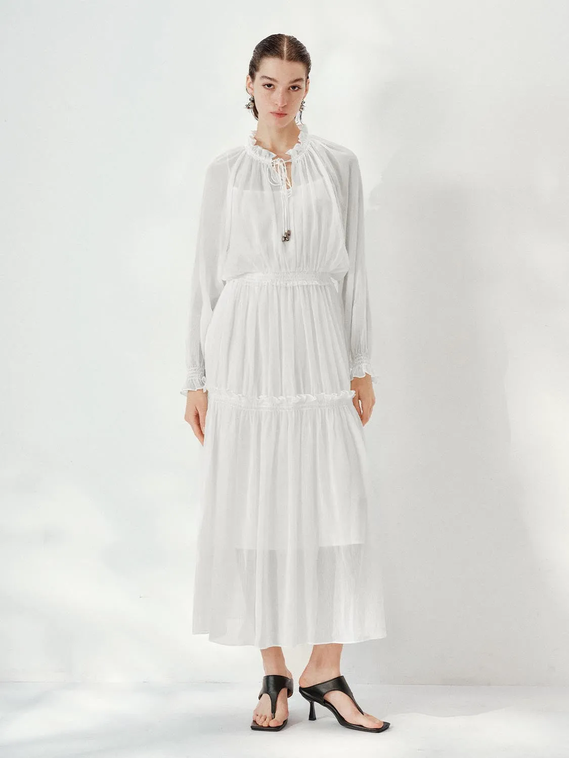 Tiered Ruffle-Trimmed Maxi Dresses sold by Urban Revivo
