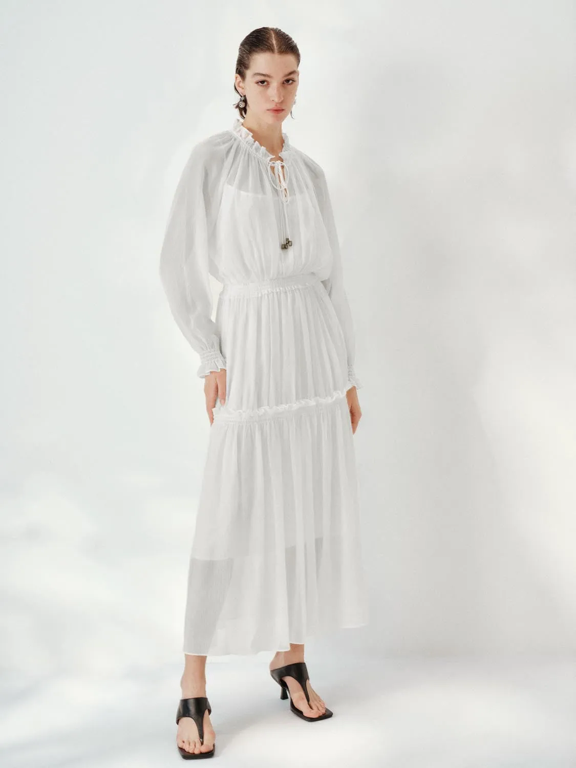 Tiered Ruffle-Trimmed Maxi Dresses sold by Urban Revivo product image thumbnail 5