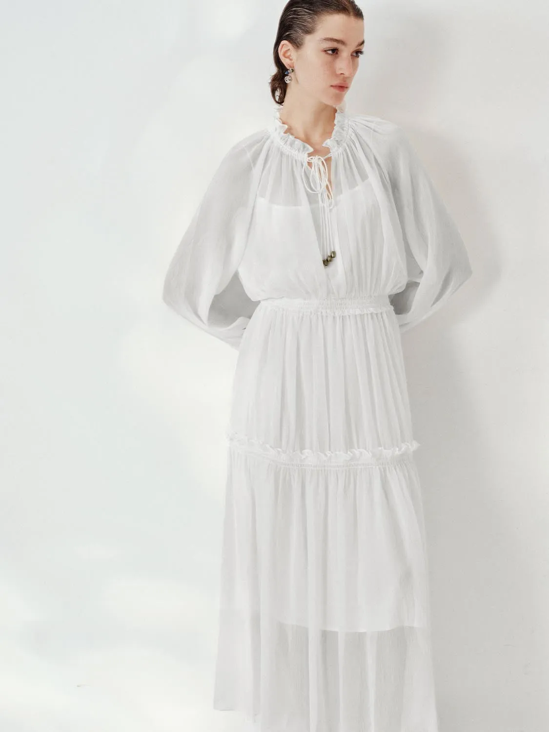 Tiered Ruffle-Trimmed Maxi Dresses sold by Urban Revivo product image thumbnail 2