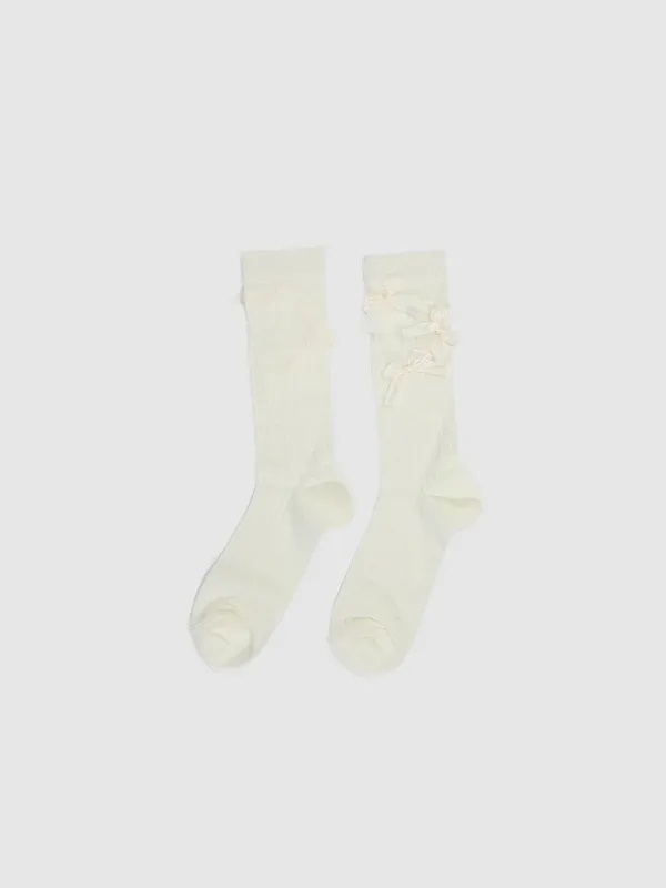 Bow Décor Ribbed Socks sold by Urban Revivo
