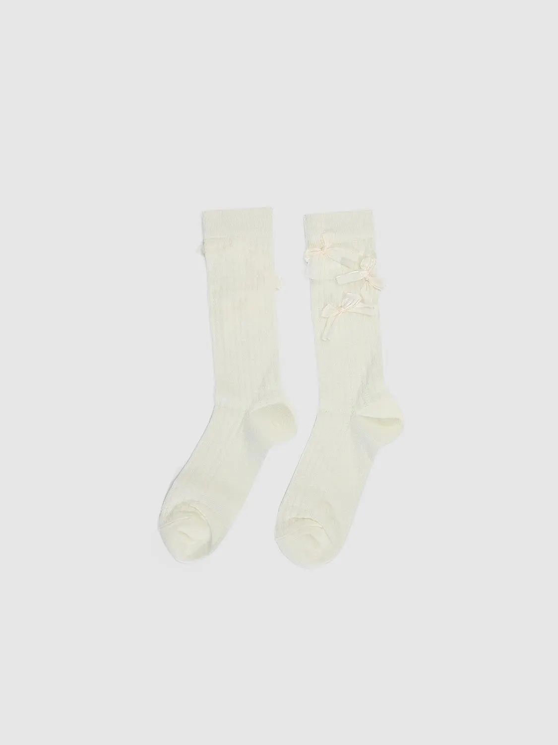 Bow Décor Ribbed Socks sold by Urban Revivo