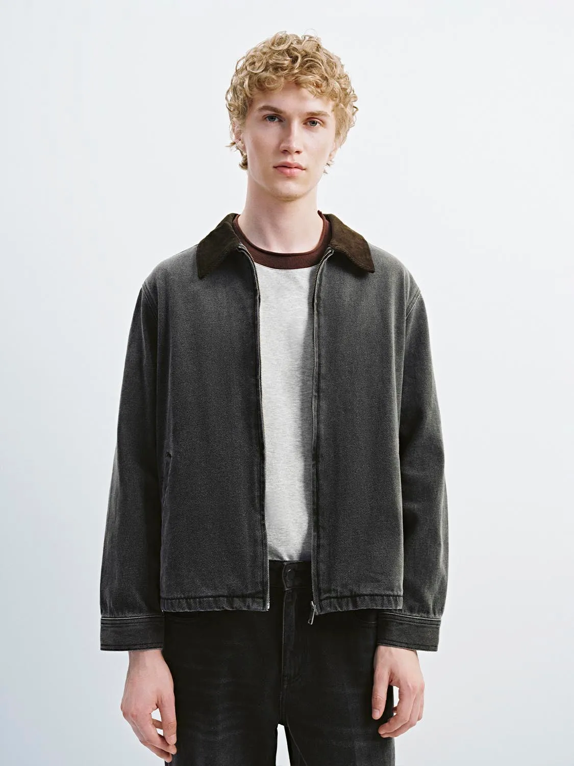 Lapel Zip Denim Jackets sold by Urban Revivo