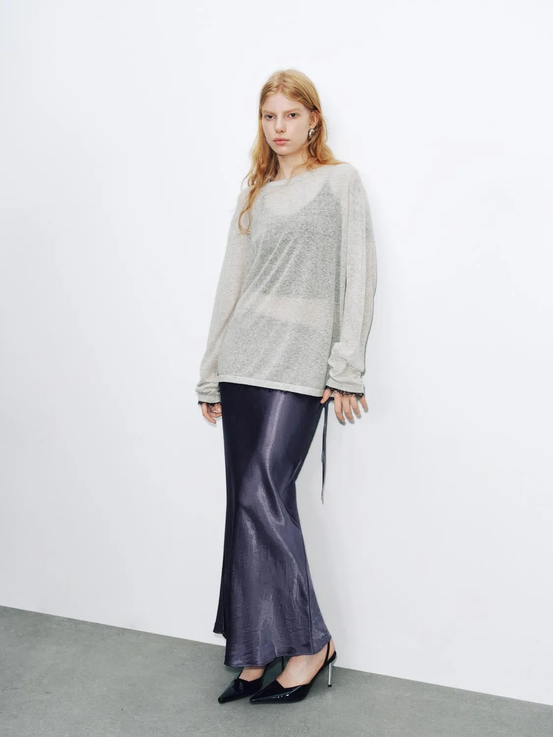 Long Sleeve Sheer Knitted T-Shirts sold by Urban Revivo product image thumbnail 5