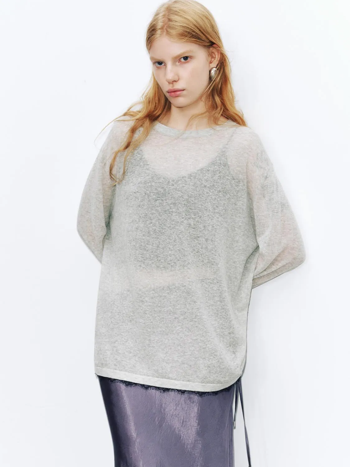 Long Sleeve Sheer Knitted T-Shirts sold by Urban Revivo product image thumbnail 2