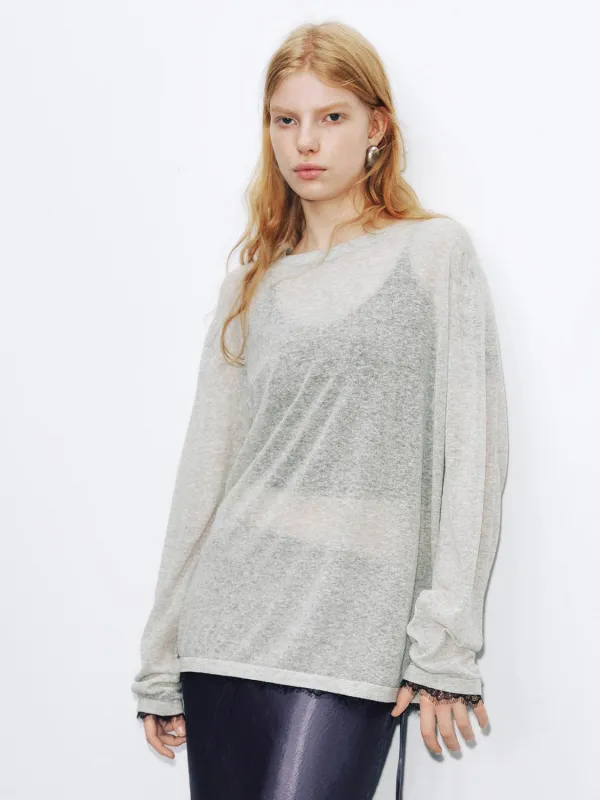 Long Sleeve Sheer Knitted T-Shirts sold by Urban Revivo