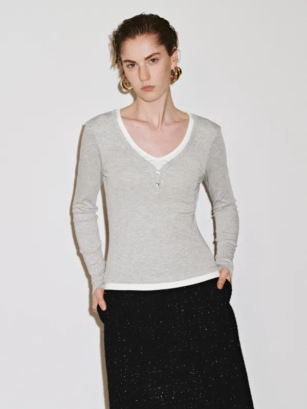 V-Neck Henley Neck T-Shirts sold by Urban Revivo