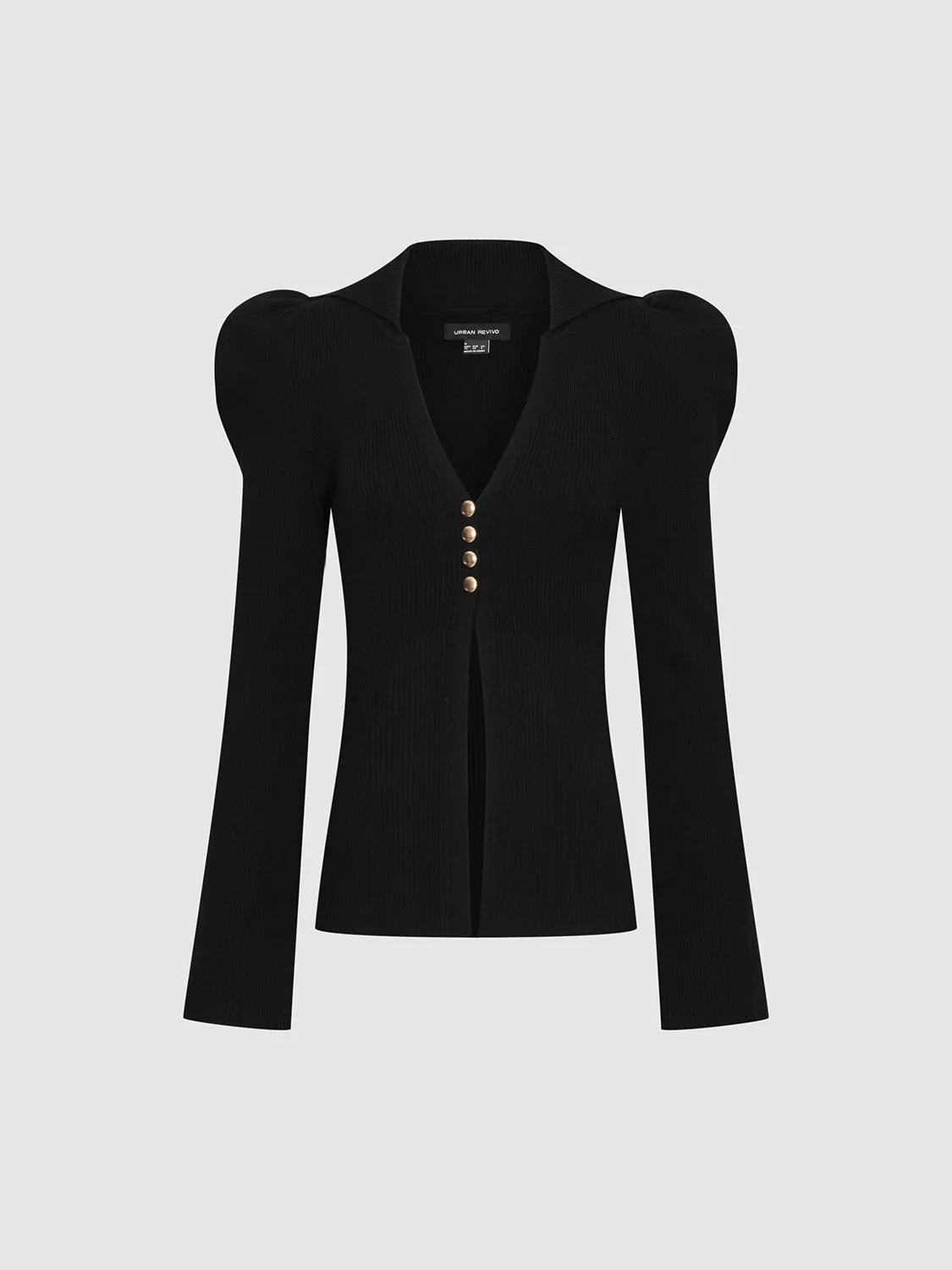 Puff Shoulder Tailored Knitted Cardigan sold by Urban Revivo product image thumbnail 4