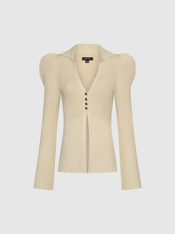 Puff Shoulder Tailored Knitted Cardigan sold by Urban Revivo