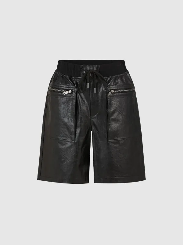 Drawstring Faux Leather Shorts sold by Urban Revivo