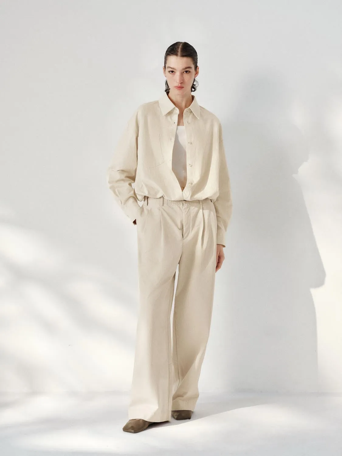 Solid Button-Up Loose Denim Shirts sold by Urban Revivo product image thumbnail 4