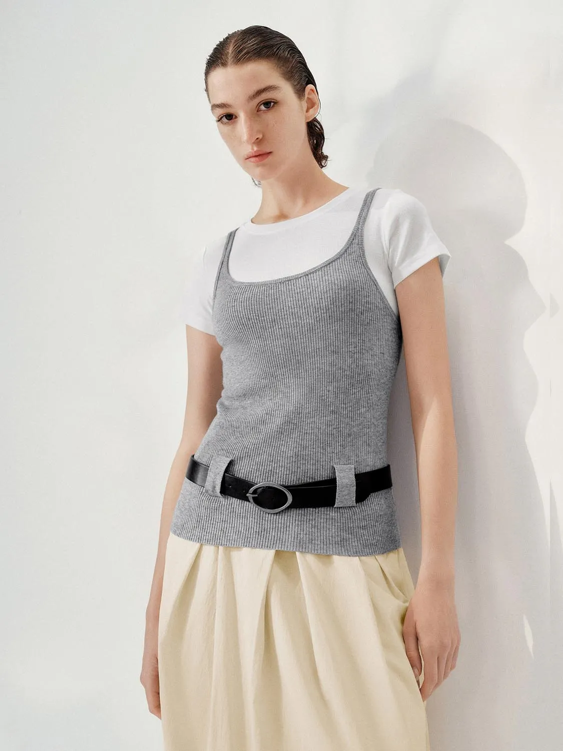 2 In 1 Belt Knitted T-Shirts sold by Urban Revivo