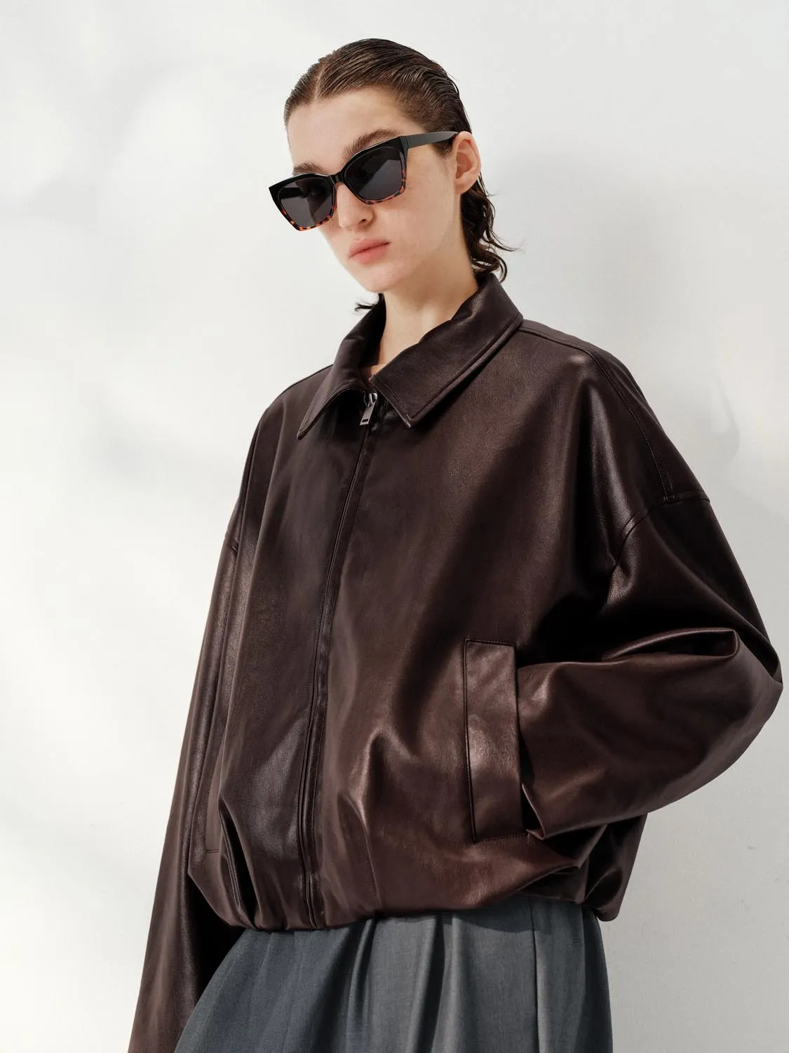 Faux Leather Bomber Jackets sold by Urban Revivo product image thumbnail 2