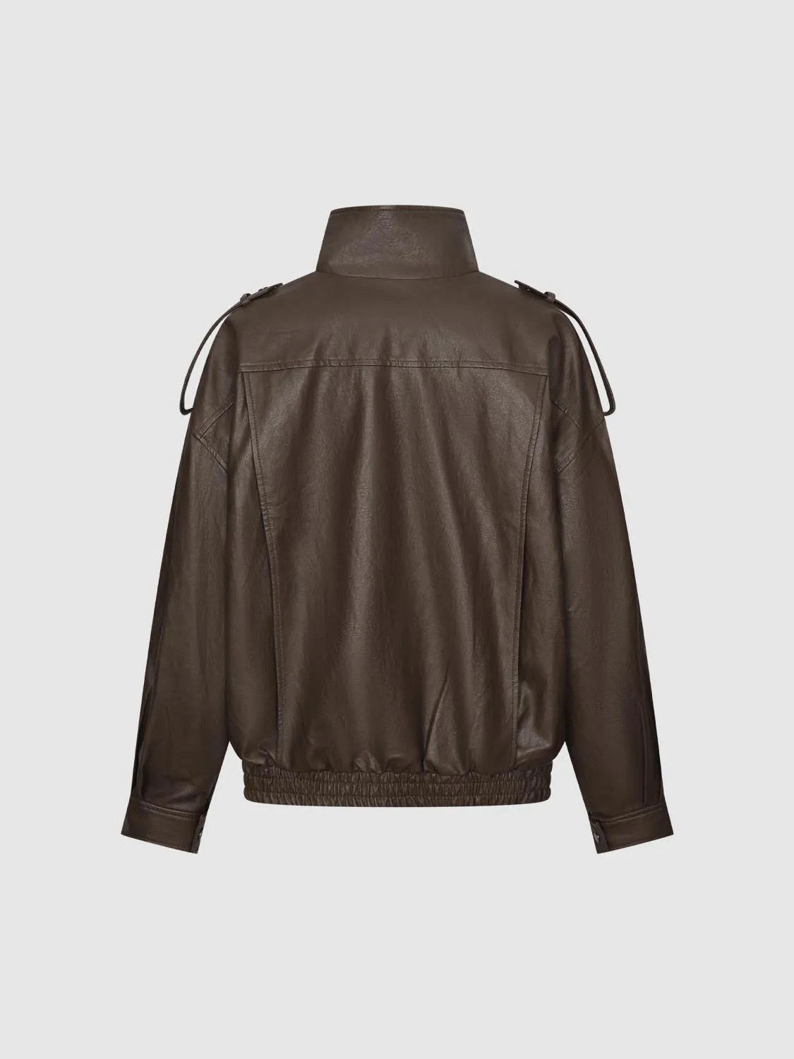 Tie Asymmetric Faux Leather Bomber Jackets sold by Urban Revivo product image thumbnail 2