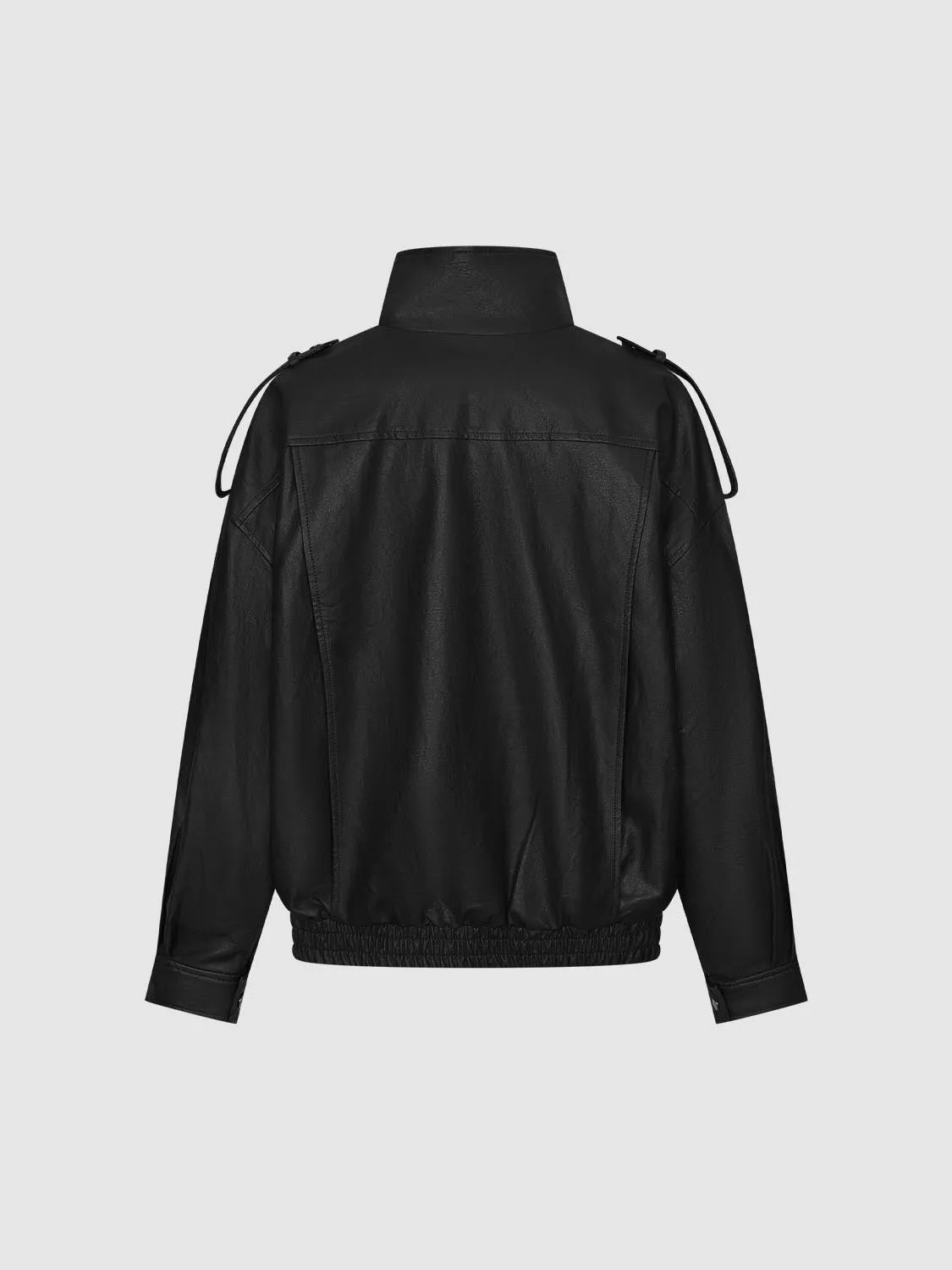 Tie Asymmetric Faux Leather Bomber Jackets sold by Urban Revivo product image thumbnail 5
