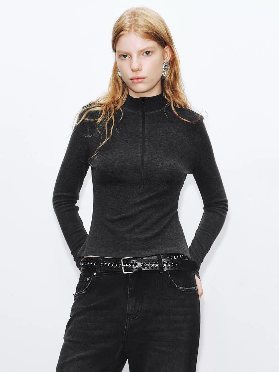 Half Zip Long Sleeve T-Shirts sold by Urban Revivo