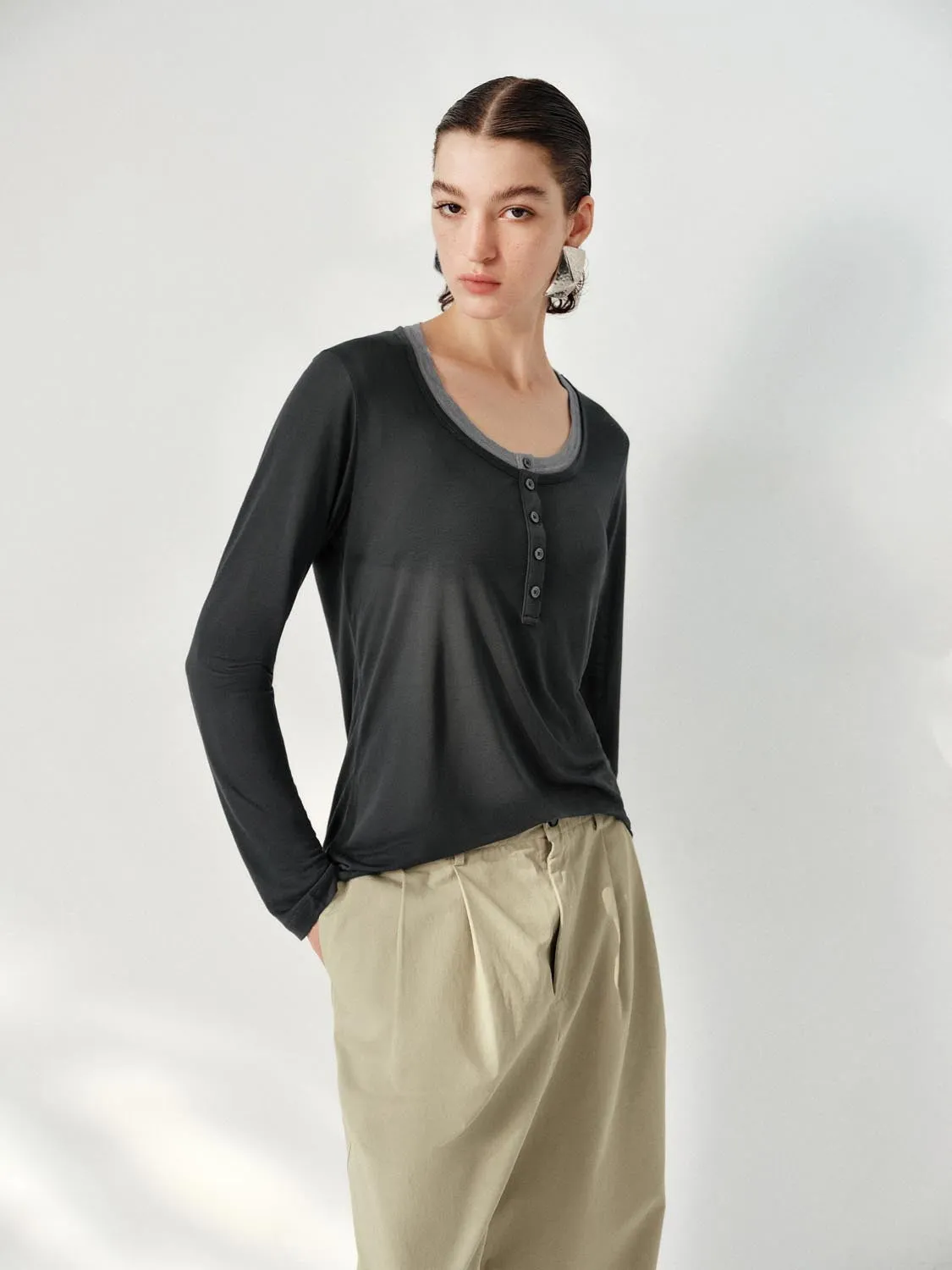 2 In 1 Henley Neck Shirts sold by Urban Revivo product image thumbnail 2