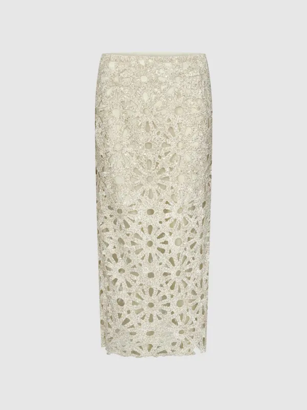 Double Layered Lace Midi Skirts sold by Urban Revivo