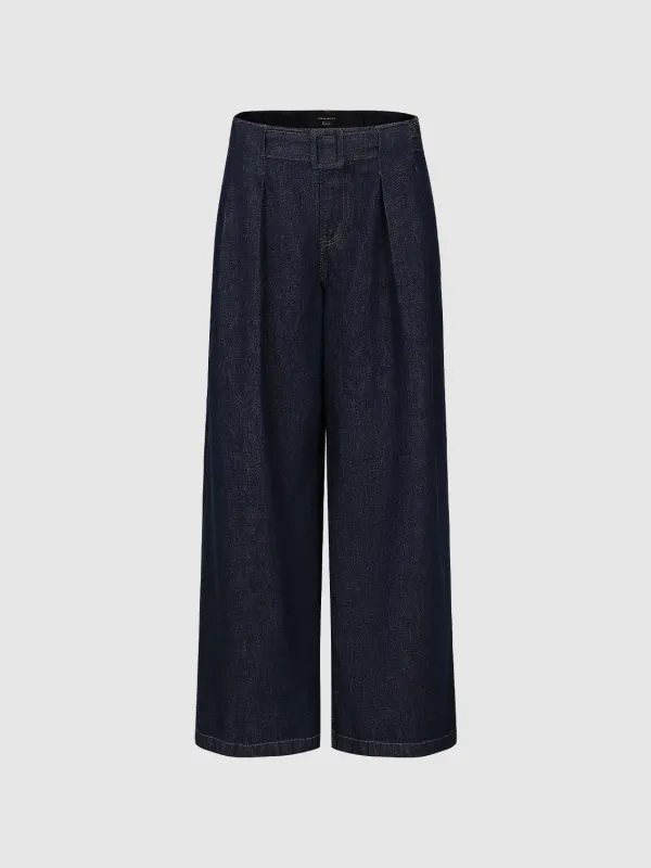 Pleated Wide Leg Jeans sold by Urban Revivo