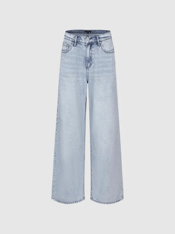 Loose Wide Leg Jeans sold by Urban Revivo