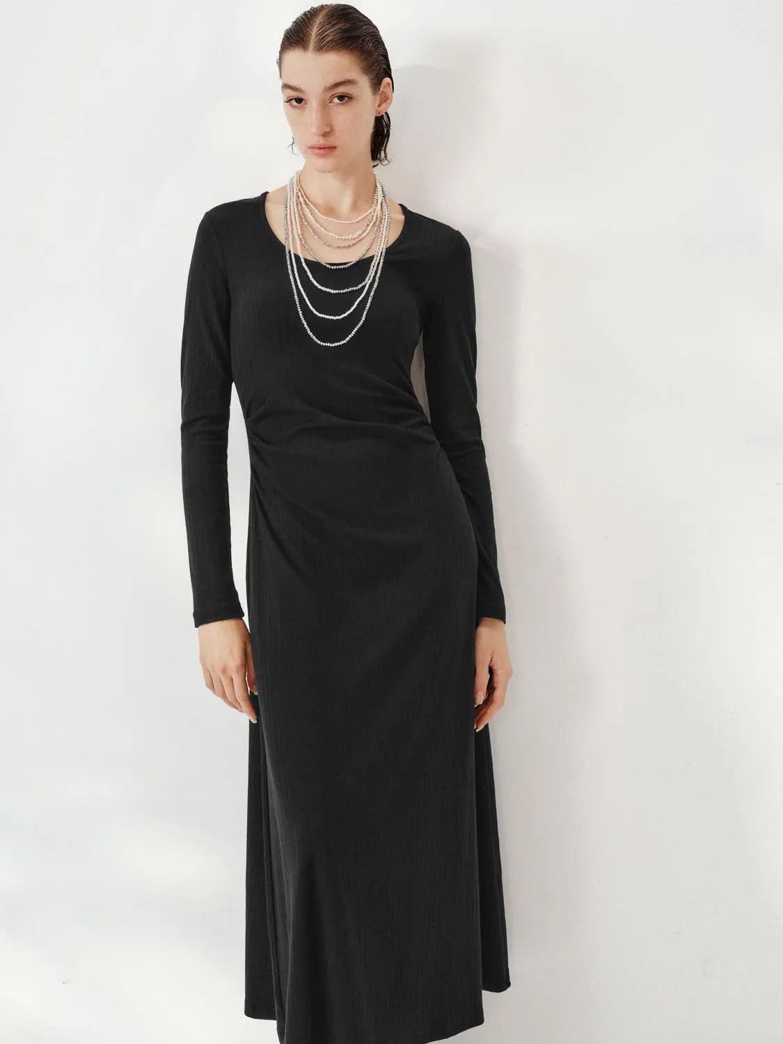Long Sleeve A-Line Maxi Dresses sold by Urban Revivo product image thumbnail 3