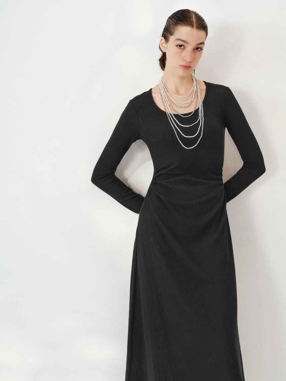 Long Sleeve A-Line Maxi Dresses sold by Urban Revivo product image thumbnail 2