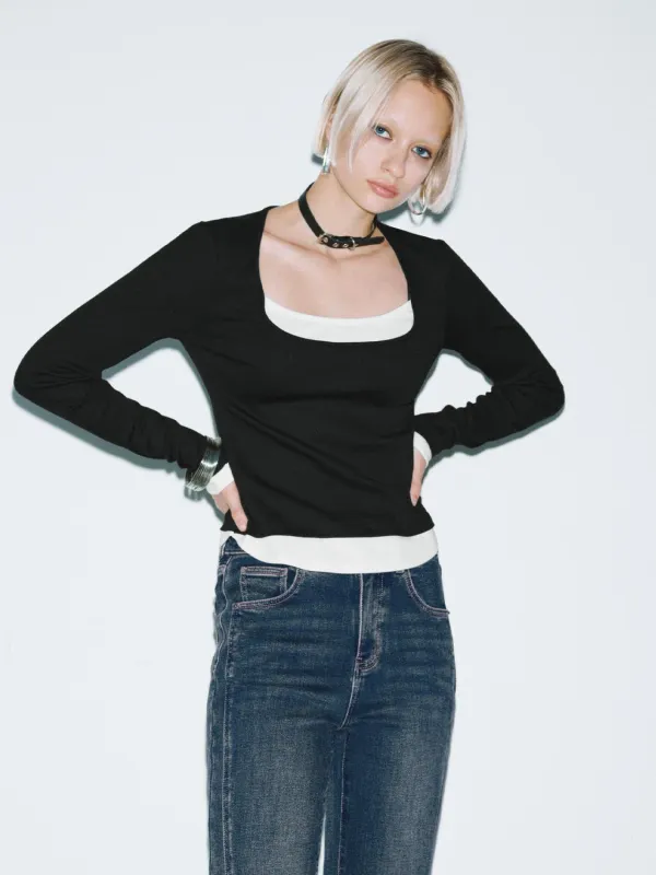 Scoop Neck Long Sleeve T-Shirts sold by Urban Revivo