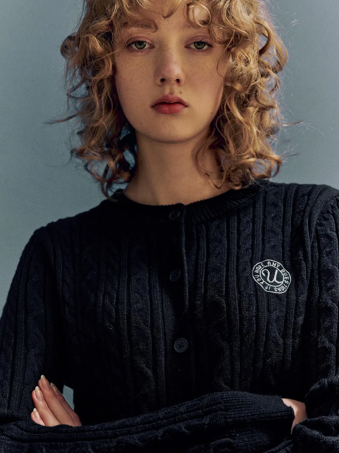 Embroidered Cable Knitted Cardigan sold by Urban Revivo product image thumbnail 3