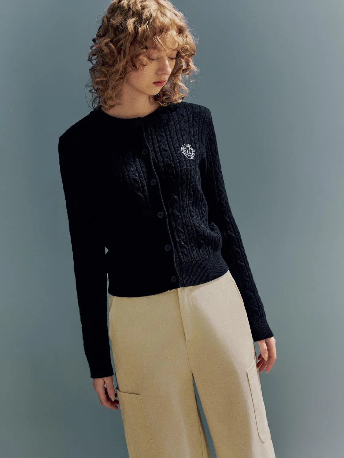 Embroidered Cable Knitted Cardigan sold by Urban Revivo product image thumbnail 2