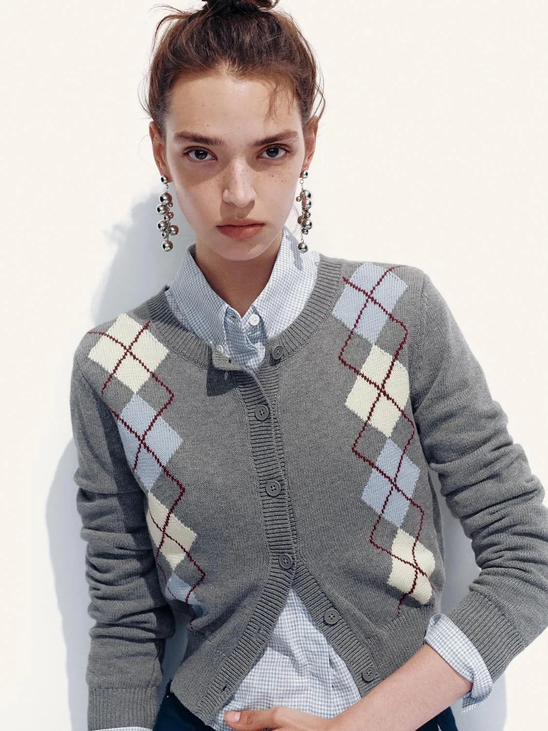 Argyle Knitted Cardigan sold by Urban Revivo product image thumbnail 3