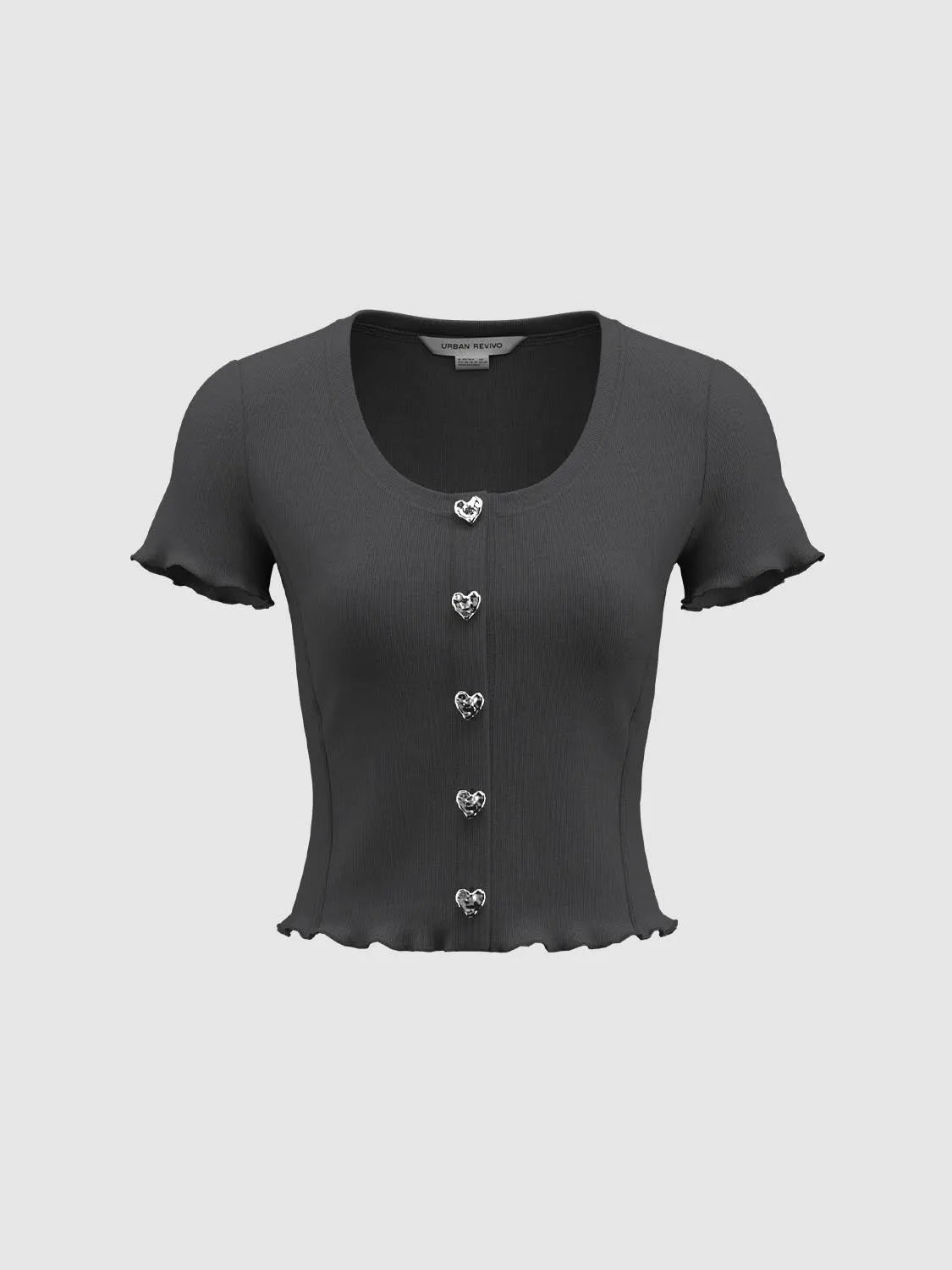 Button Decor Frill T-Shirts sold by Urban Revivo