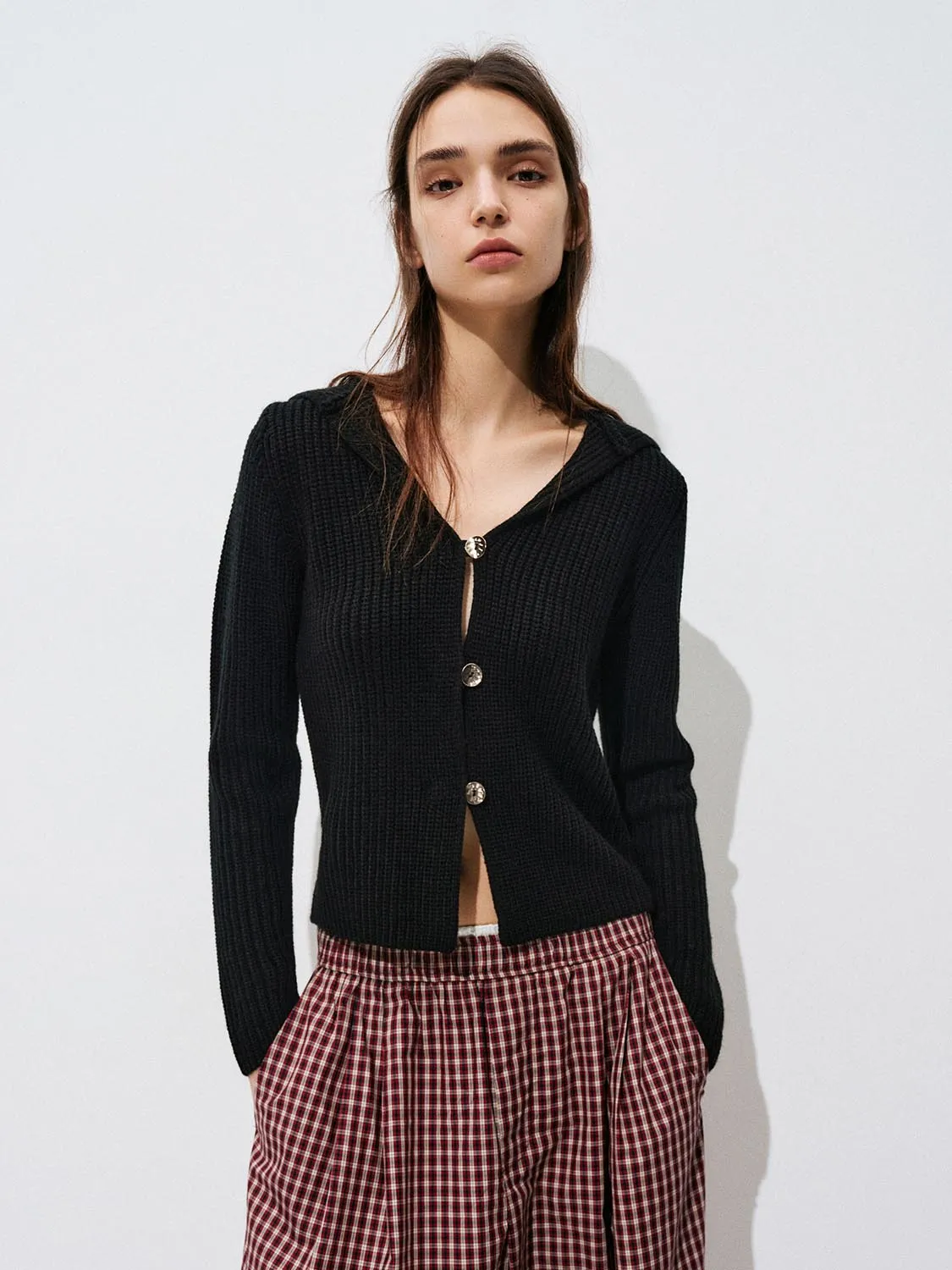V-Neck Button Up Knitted Cardigan sold by Urban Revivo