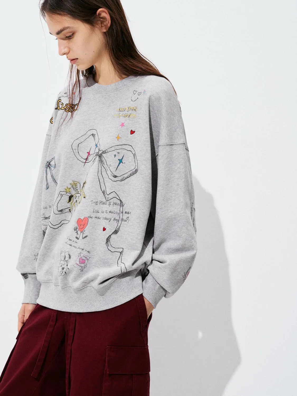 Printed Loose Sweatshirts sold by Urban Revivo product image thumbnail 2