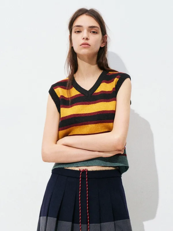 Striped Cap Sleeve Knitted T-Shirts sold by Urban Revivo