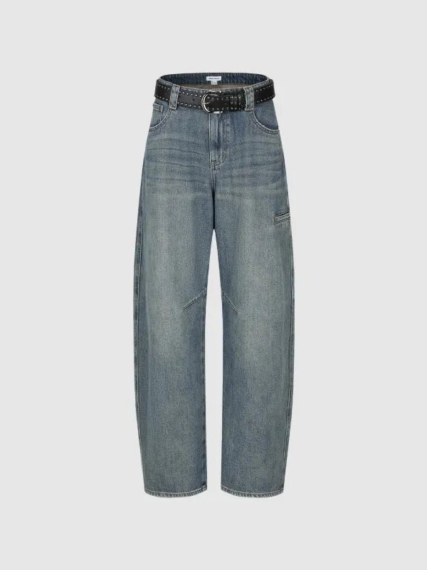 Loose Fit Barrel Leg Jeans sold by Urban Revivo
