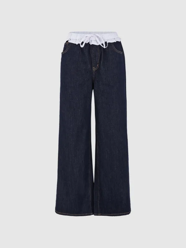 Drawstring Wide Leg Jeans sold by Urban Revivo