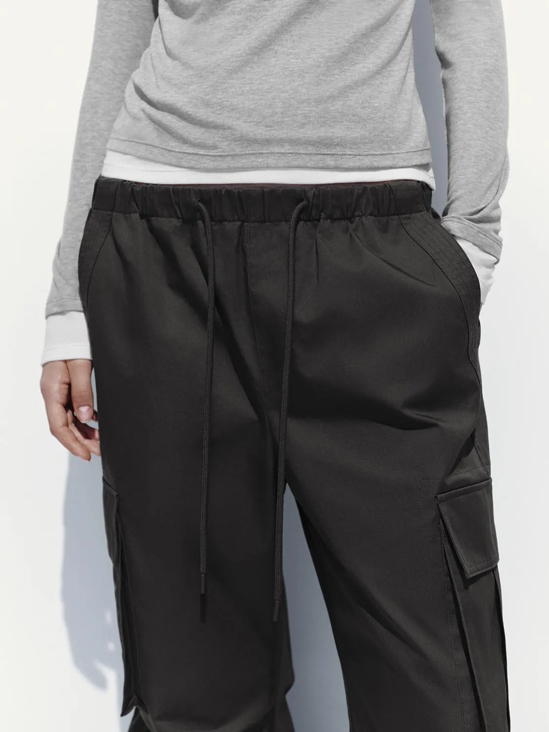 Drawstring Cargo Flare Pants sold by Urban Revivo product image thumbnail 5